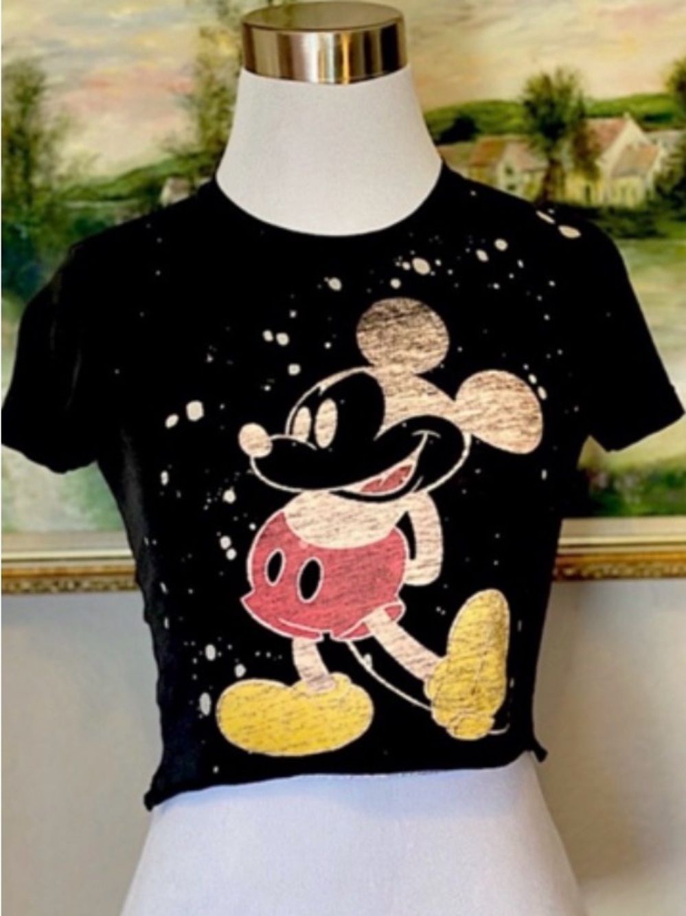 Vintage Disney Couture Distressed Black Cropped Tee